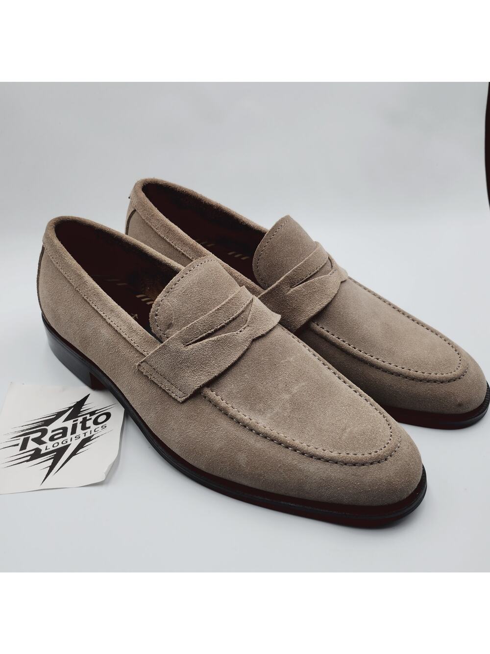 Mens Size 10 Brooks Brothers Penny Loafers Upper Suede Almond Toe Slip On Beige